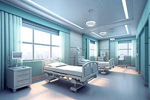 医院病房简约医疗效果图