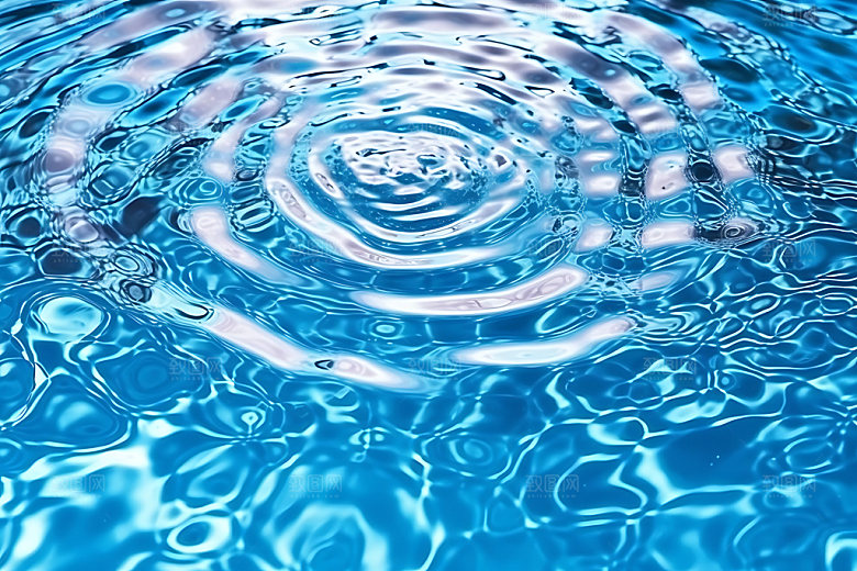 蓝色游泳池水波纹波光摄影图