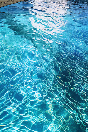 蓝色游泳池清新泳池水面摄影图