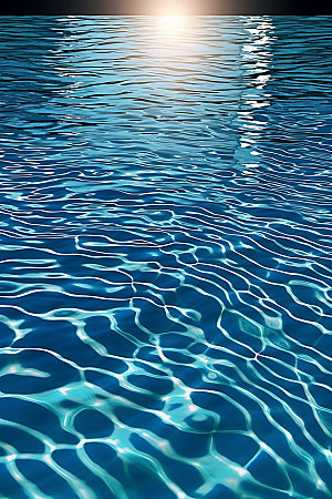 蓝色游泳池高清水波纹摄影图