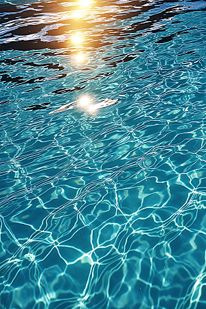 蓝色游泳池清新泳池水面摄影图