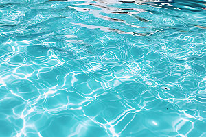 蓝色游泳池通透波光摄影图