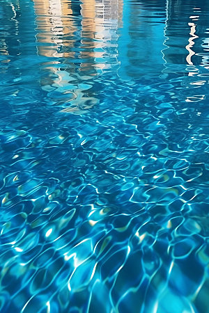 蓝色游泳池通透高清摄影图