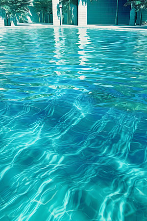 蓝色游泳池高清清新摄影图