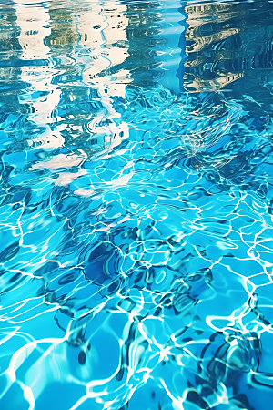 蓝色游泳池波光通透摄影图