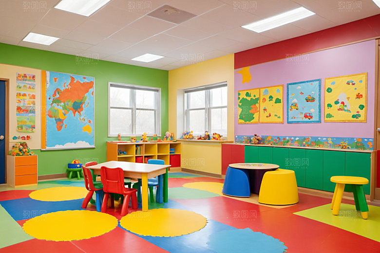 幼儿园教室可爱场景摄影图