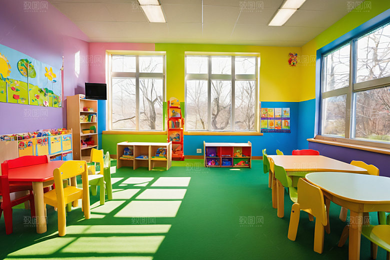 幼儿园教室童趣场景摄影图