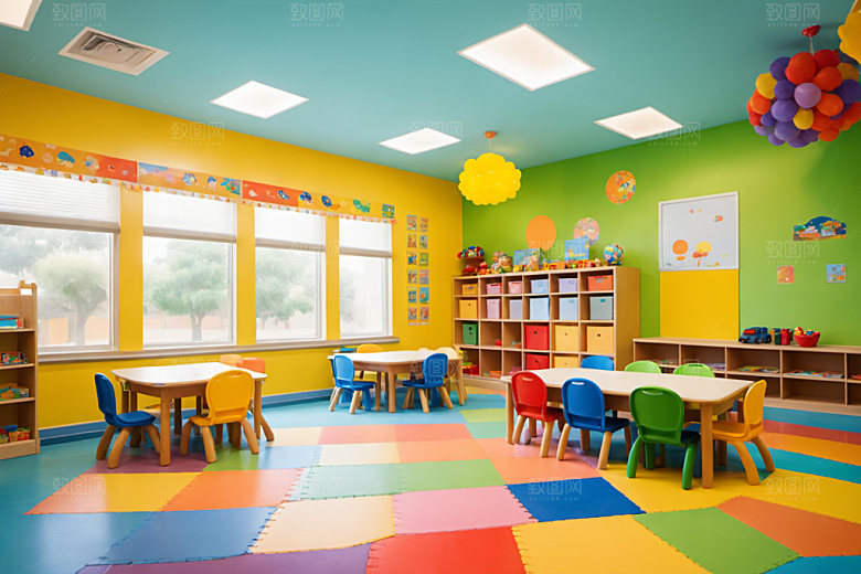 幼儿园教室温馨可爱摄影图