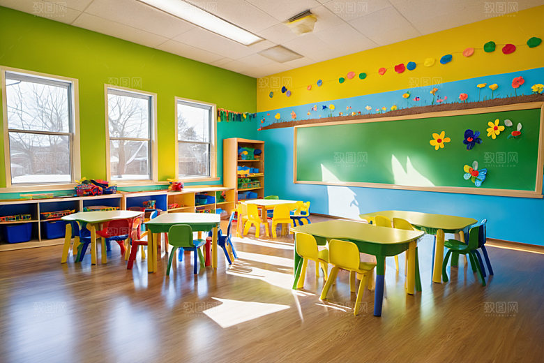 幼儿园教室幼教可爱摄影图