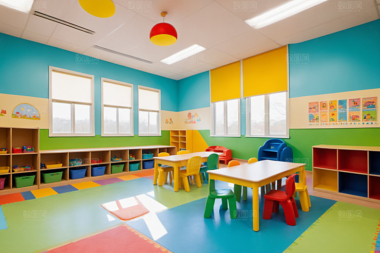 幼儿园教室可爱幼教摄影图