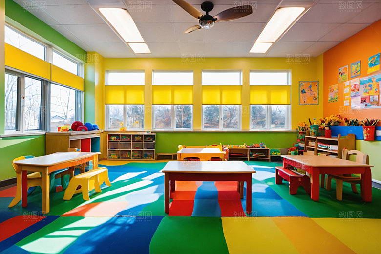 幼儿园教室场景学校摄影图