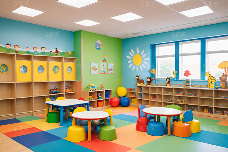 幼儿园教室温馨学校摄影图