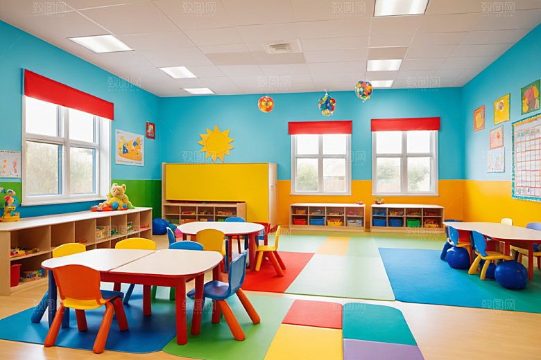 幼儿园教室学校室内摄影图