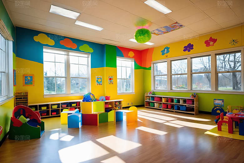幼儿园教室幼教场景摄影图