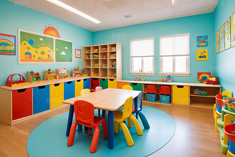 幼儿园教室场景温馨摄影图