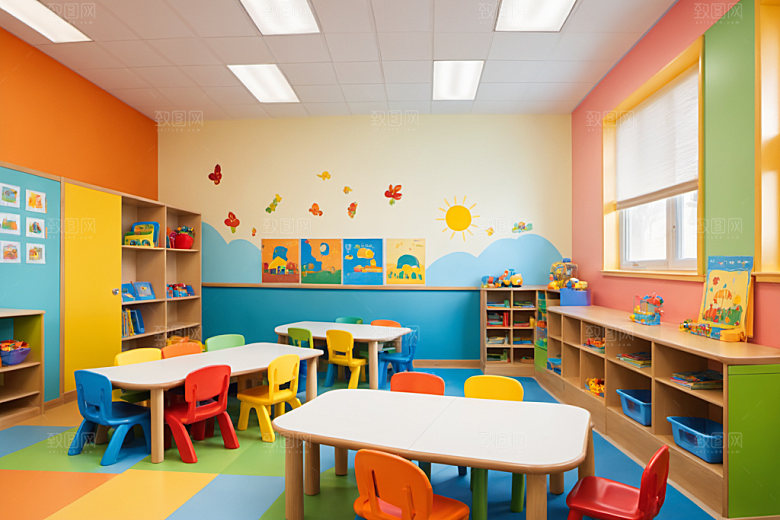 幼儿园教室学校室内摄影图