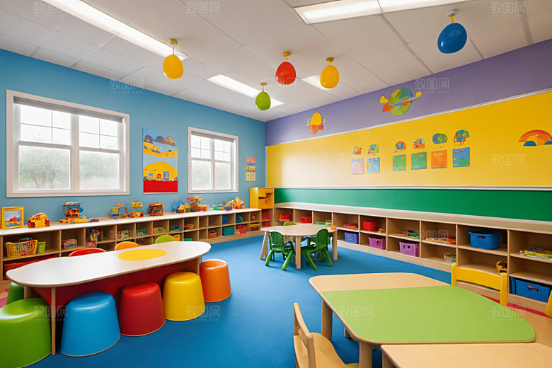 幼儿园教室温馨托儿所摄影图