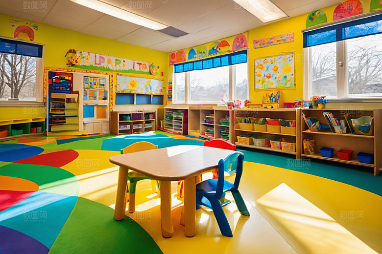 幼儿园教室可爱幸福摄影图