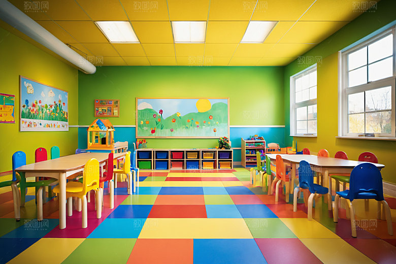 幼儿园教室室内幸福摄影图