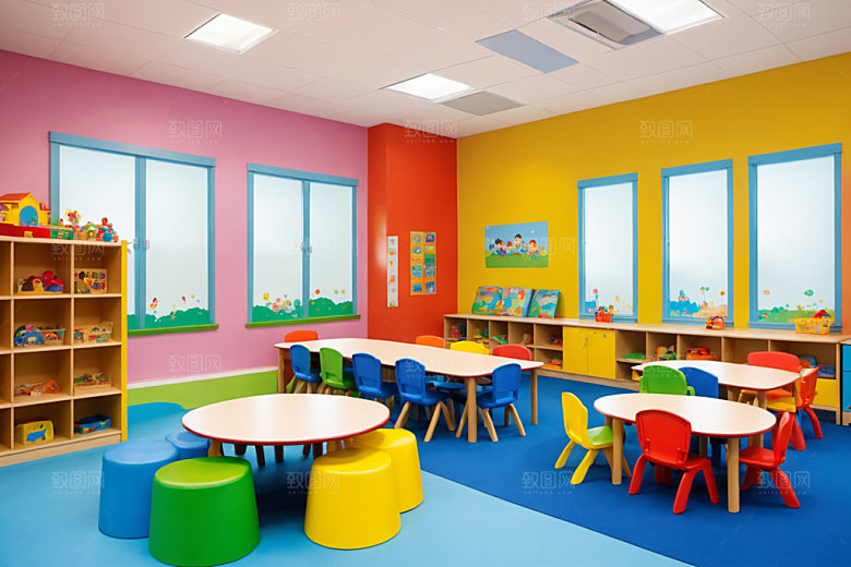 幼儿园教室温馨托儿所摄影图