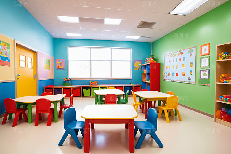 幼儿园教室幸福高清摄影图