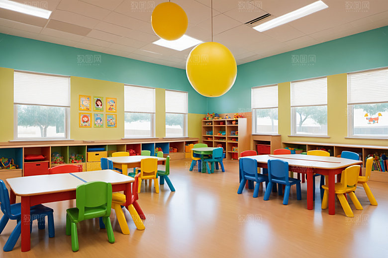 幼儿园教室可爱托儿所摄影图