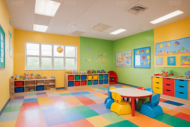 幼儿园教室幸福场景摄影图
