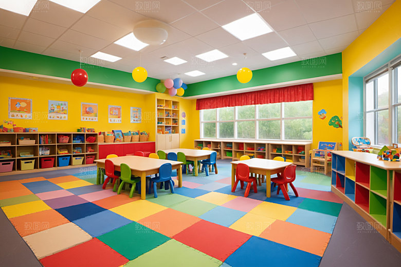 幼儿园教室可爱托儿所摄影图