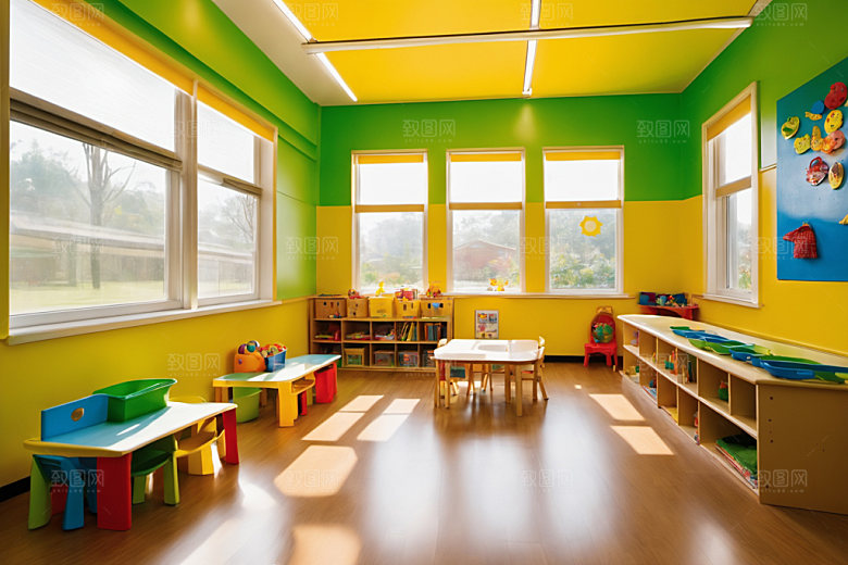 幼儿园教室室内场景摄影图