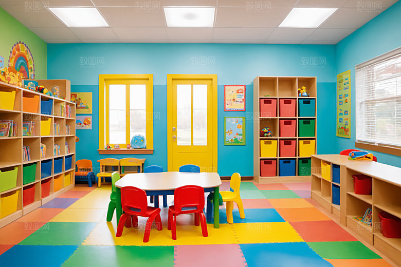 幼儿园教室场景室内摄影图