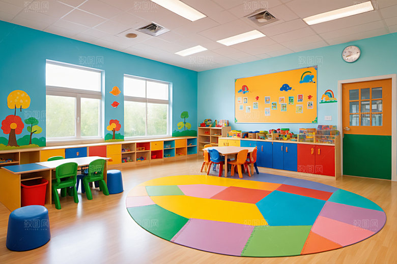 幼儿园教室学校场景摄影图