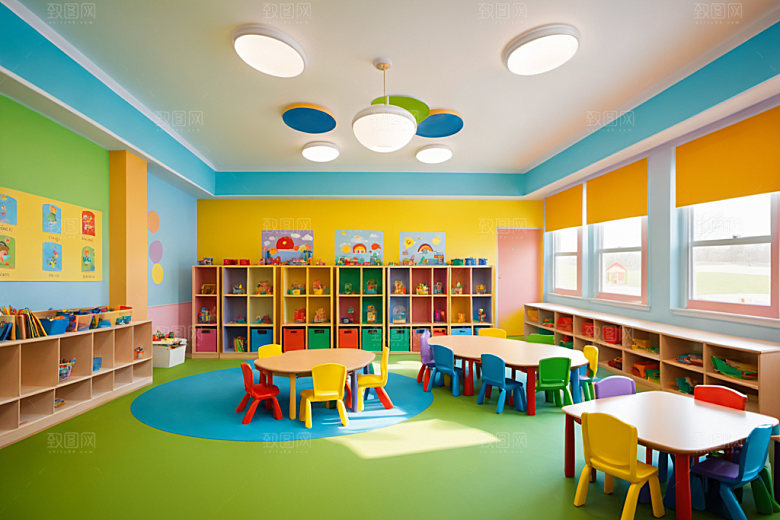 幼儿园教室温馨托儿所摄影图