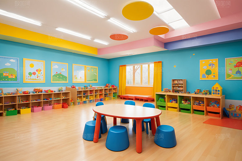 幼儿园教室温馨学校摄影图