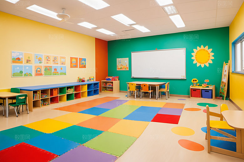 幼儿园教室可爱幼教摄影图