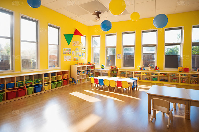 幼儿园教室场景幼教摄影图