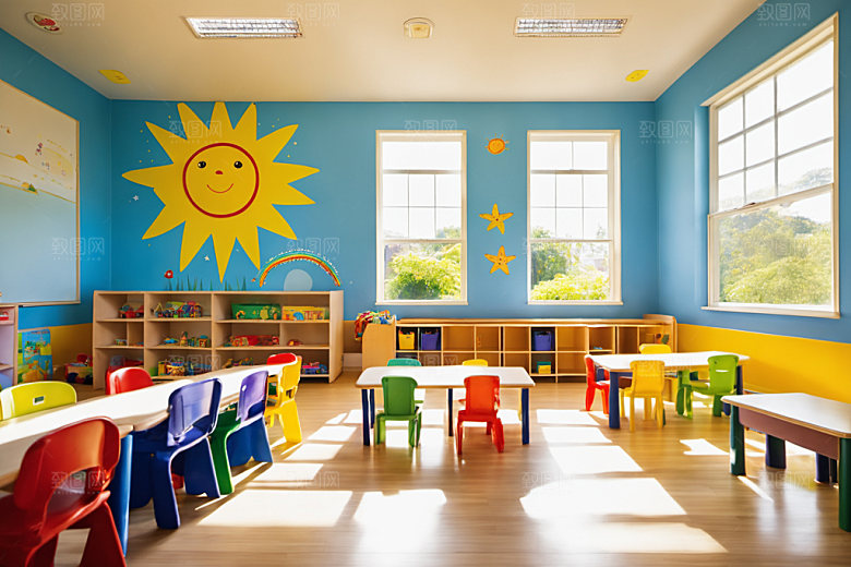 幼儿园教室幼教场景摄影图
