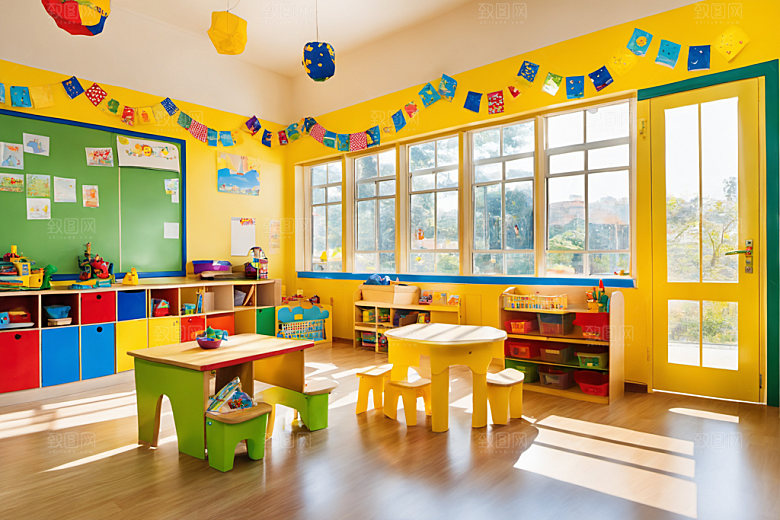 幼儿园教室场景可爱摄影图