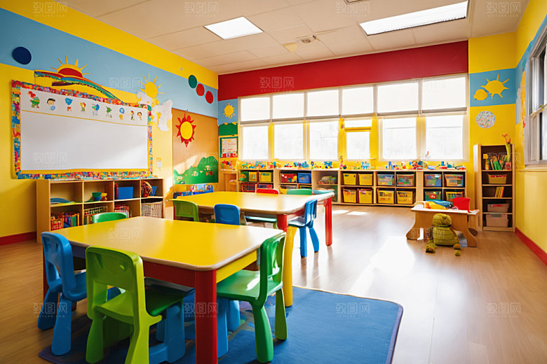 幼儿园教室场景幼教摄影图