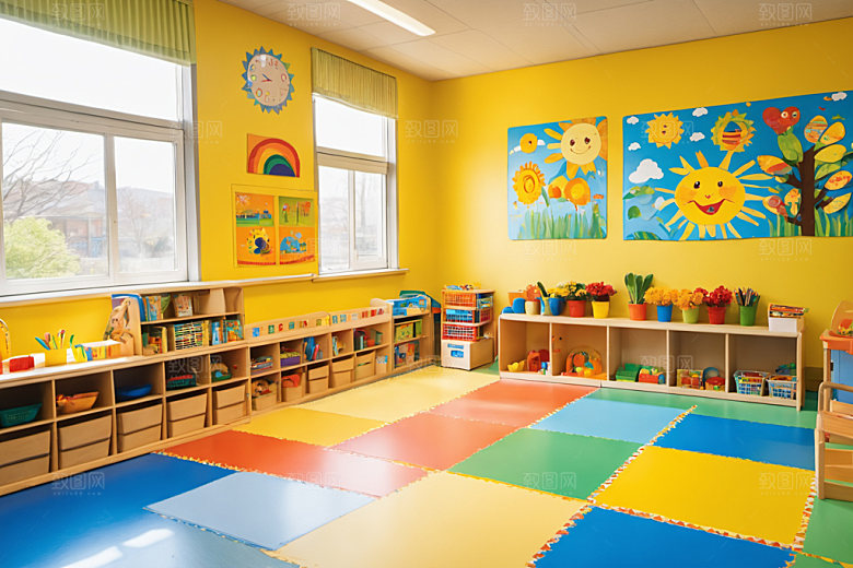 幼儿园教室温馨场景摄影图