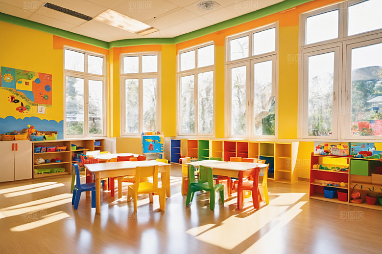 幼儿园教室场景温馨摄影图
