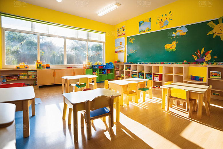幼儿园教室可爱幸福摄影图