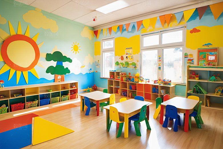 幼儿园教室场景托儿所摄影图