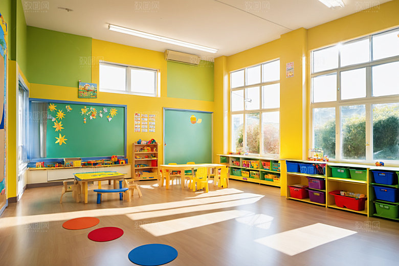 幼儿园教室场景可爱摄影图