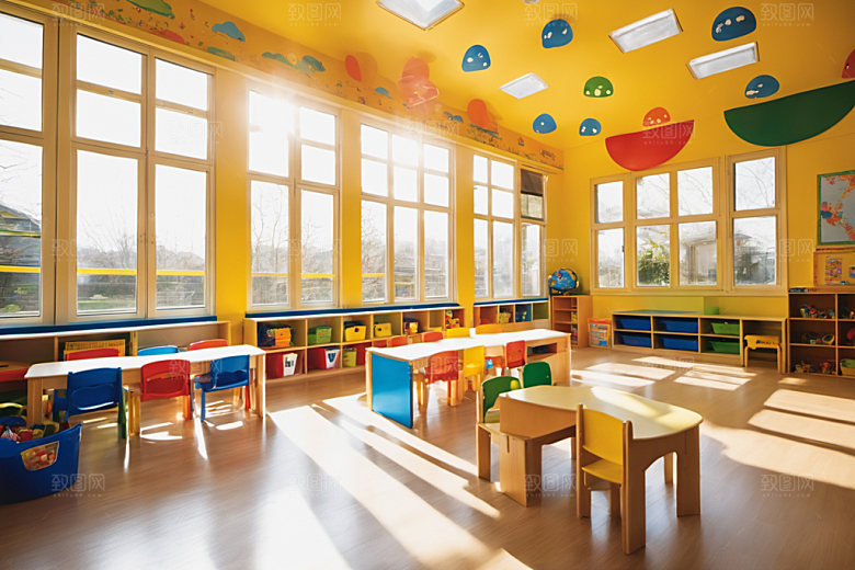 幼儿园教室场景幸福摄影图