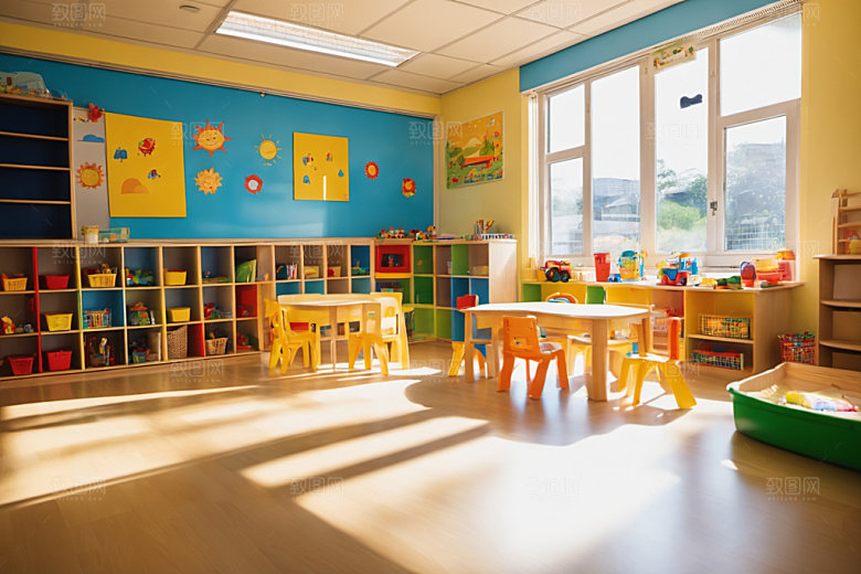 幼儿园教室场景幼教摄影图