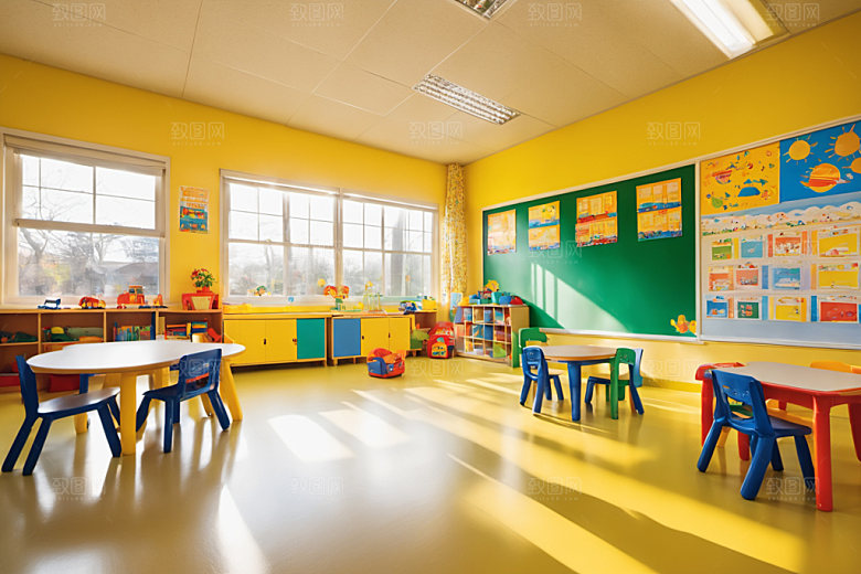 幼儿园教室可爱幸福摄影图