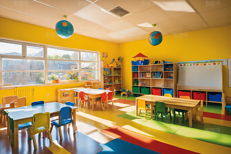 幼儿园教室可爱场景摄影图