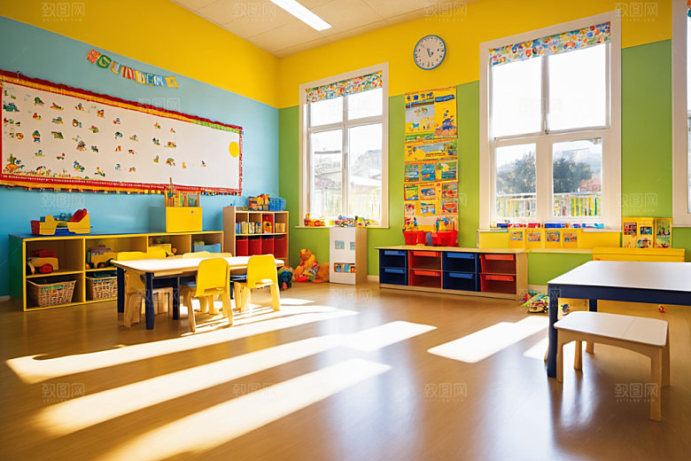 幼儿园教室场景幼教摄影图