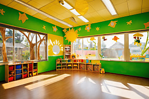 幼儿园教室场景温馨摄影图