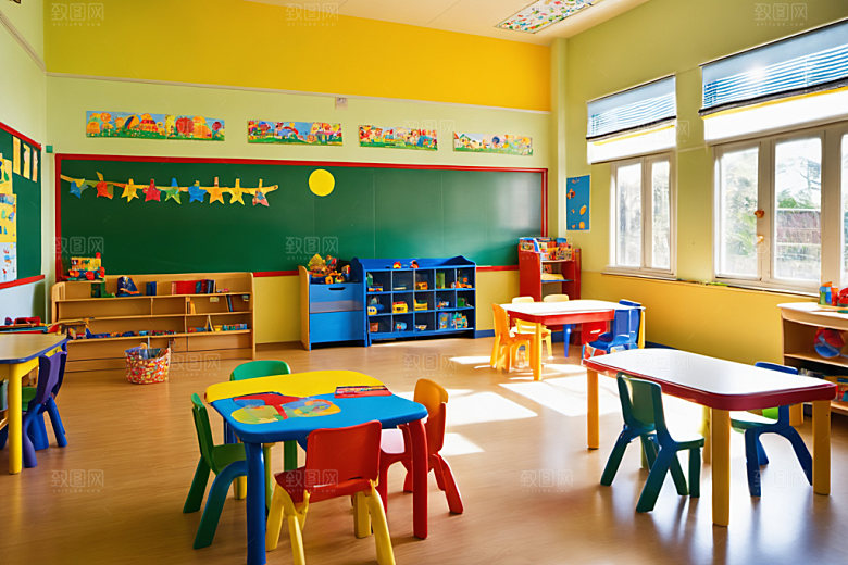 幼儿园教室学校室内摄影图